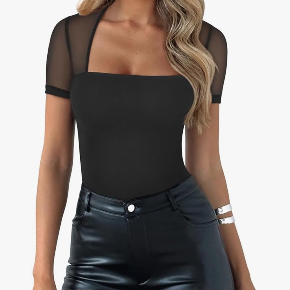 ReoRia Black Sheer Bodysuit